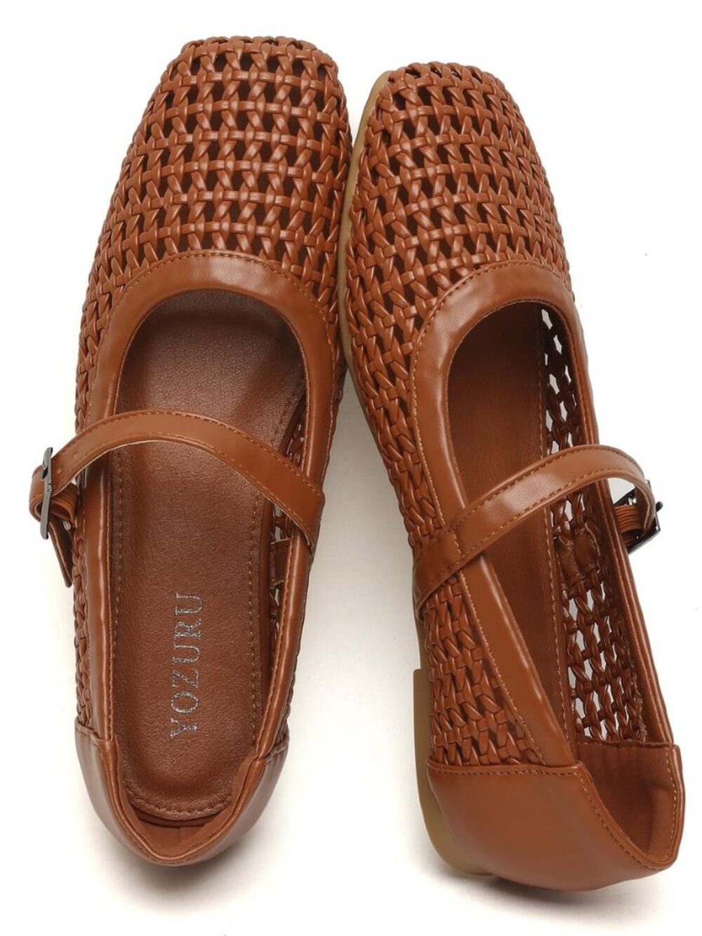 Woven Ballet Flats for Women Comfortable Dressy Mesh Mary Jane Shoes